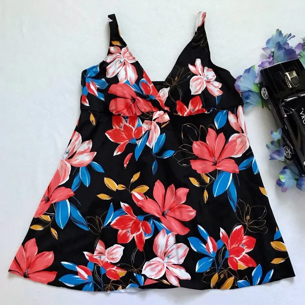 Swim Solutions NWT Tummy Control Flyaway Swimdress Women 18W - Picture 2 of 11